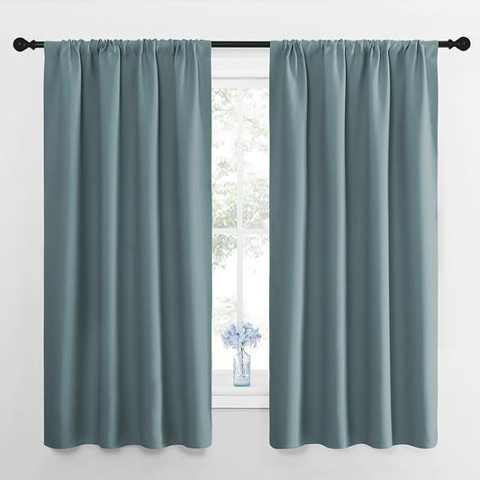 NICETOWN RV Blackout Curtains for Camper Windows, Greyish Blue, 29" Wide by 50" Long, 2 PCs, Short Blackout Curtains & Drapes, Thermal Insulated Blackout Curtain Panels for Kids Room, Play Room