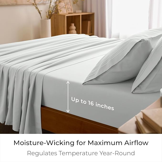 Mellanni Iconic 4-Piece, Ultra Soft Sheet Set (King, Ivory) | 10M+ Sleepers. Lab-tested: Sleeps Cool, Stays Bright, Strong, Smooth. Good Housekeeping Best Bedding, 7 yrs running.