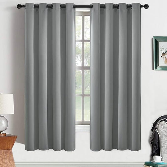 Yakamok Room Darkening Curtains 52x63 inch Length Dove Grey-Living Room | 2 panels,grommet blackout window treatment,thermal insulated,light blocking drapes,privacy protection,bedroom dining room