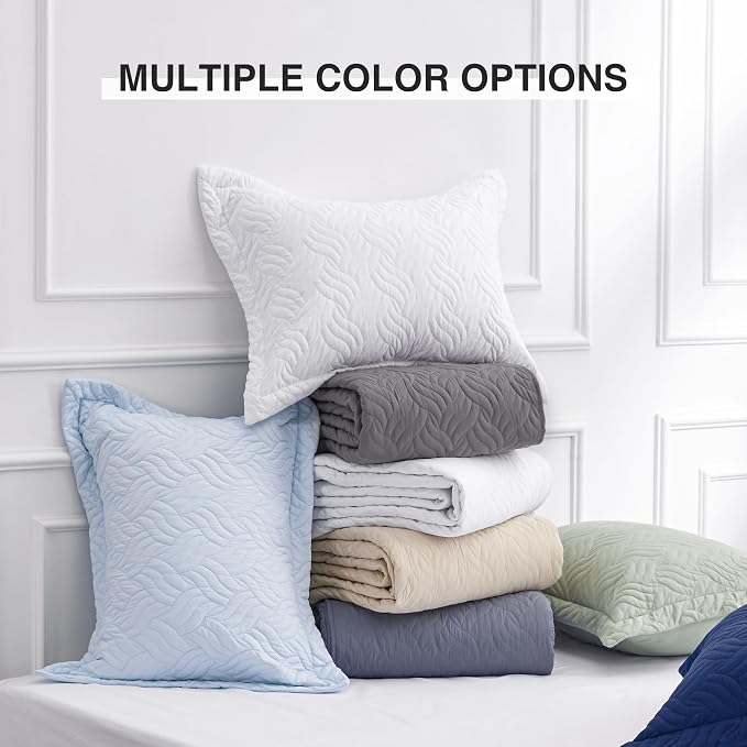 Love's cabin King Size Quilt Bedding Set Bluish Grey Bedspreads - Bed Summer Lightweight Bedspread Comforter - Wave Pattern Bedding Coverlet for All Season - 3 Pieces (1 Quilt, 2 Pillow Shams)