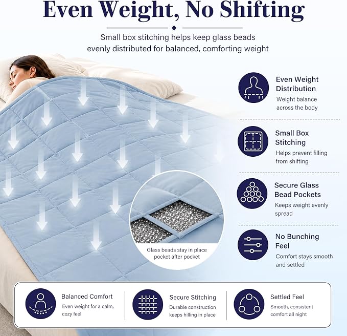 L'AGRATY Weighted Blanket for Adults 20lbs, 48"x72" Twin Full Size Cooling Heavy Blanket Breathable Microfiber Big Throw Blanket for Summer Fall Winter, Light Blue