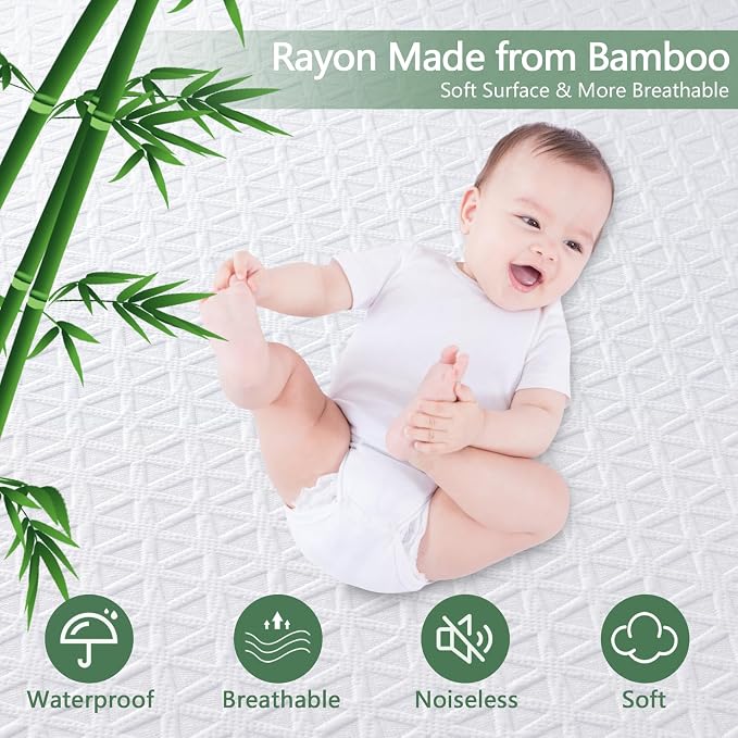 Premium Waterproof Mattress Protector Twin Size, Noiseless Deep Pocket | Breathable Bed Cover 3D Air Fabric Cooling Mattress Pad, Soft Washable, Fits 8"-21" Mattress, Viscose Made from Bamboo, White
