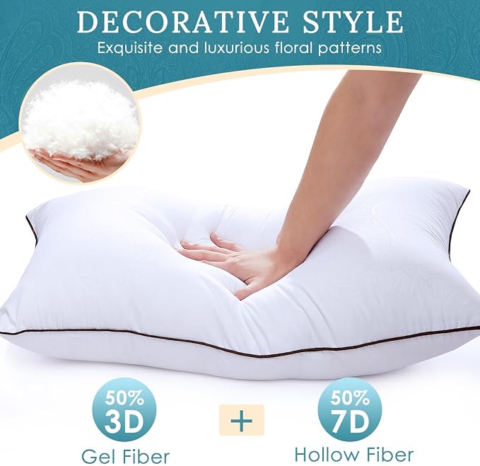 HUXMEYSON Pillows Standard Size Set of 2, Down Alternative Fill | OEKO-TEX Certified, Firm Standard Size Pillows for Side and Back Sleepers, Machine Washable, 2 Pack