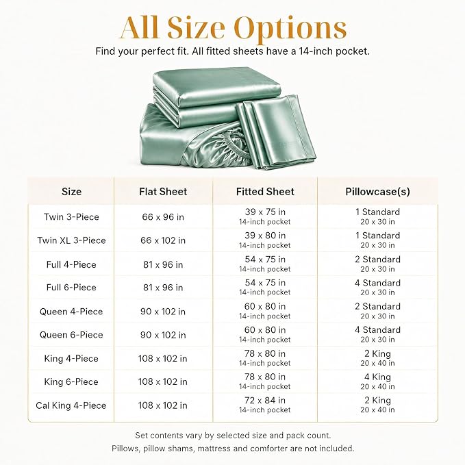 CozyLux Satin Sheets King, 4-Piece 14-Inch Deep Pocket Sheet Set | OEKO-TEX Certified Silky Soft Sheet Set for Hair & Skin, Luxurious Silky-Smooth Satin for Elegant Bedroom Decor, Aqua