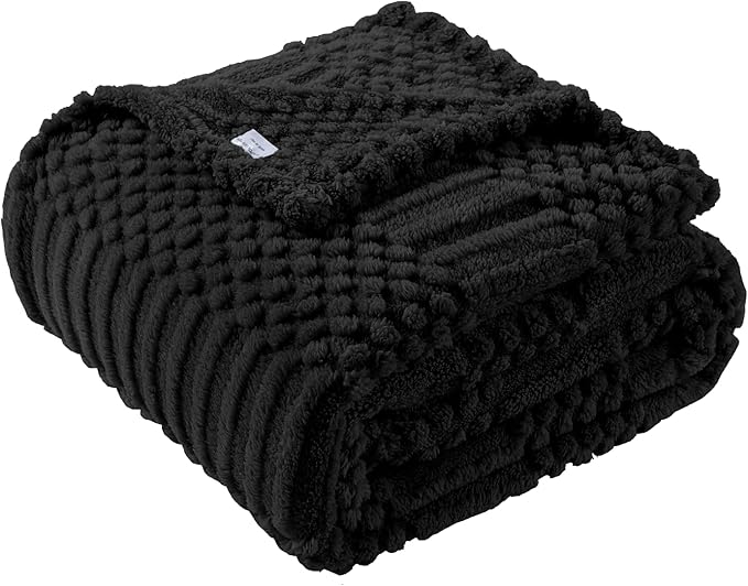 60x80 Inch Black Twin Blanket - Soft & Fluffy Fleece, Cute & Aesthetic, Perfect for Sofa, Couch, Chair, Bed, Living Room & Bedroom, All-Season Use, Plush & Cozy Decorative Blanket