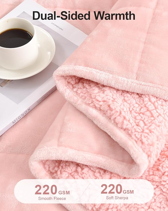 Ultra Soft Sherpa Weighted Blanket for Adults, 60"x80" 17lbs Heavy Blankets | Cozy Comfort for Relaxing Nights, Double-Sided Fluffy Sherpa & Fleece, Double Inner Layers-No Bead Bunching, Even Weight