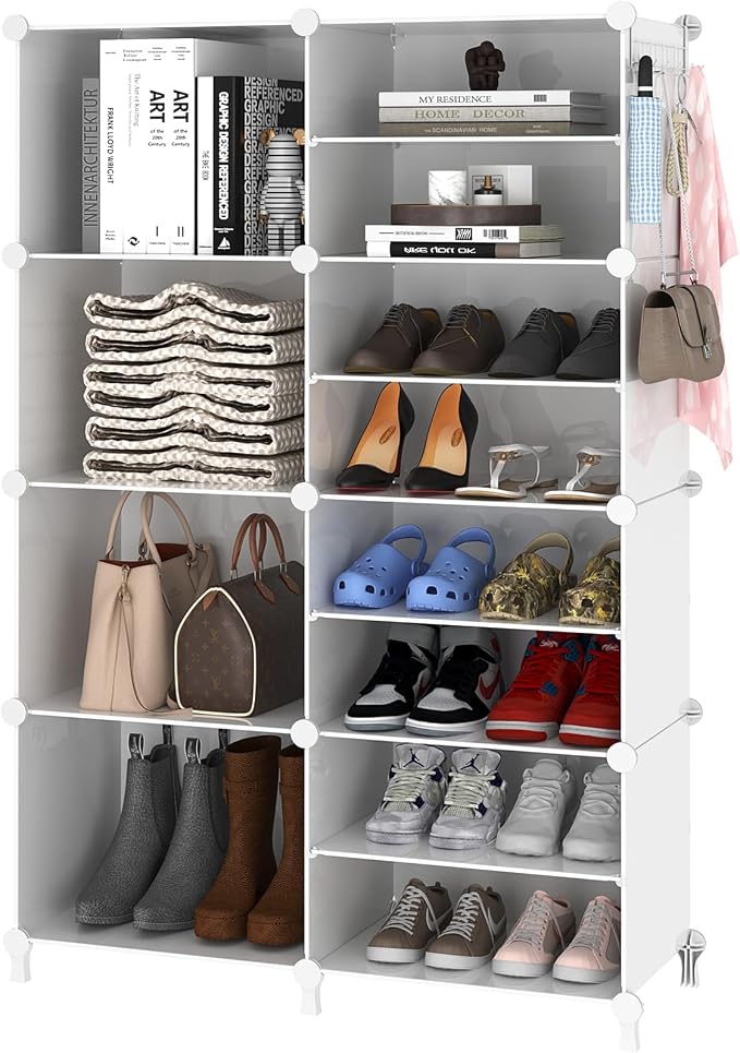 AWTATOS Closet Organizer 8 Cube Storage Shelves, White | Closet Organizers and Storage, DIY Stackable Cubby Shelving, Clothes Organizers for Closet Bedroom Living Room Office