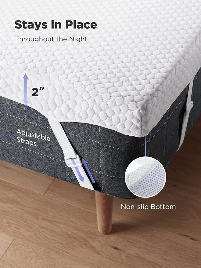 PERLECARE Full Size Mattress Topper, 2 Inch Gel Memory Foam Mattress Topper for Pressure Relief, Premium Soft Topper for Cooling Sleep, Non-Slip Design with Removable&Washable Cover,Oeko-Tex Certified