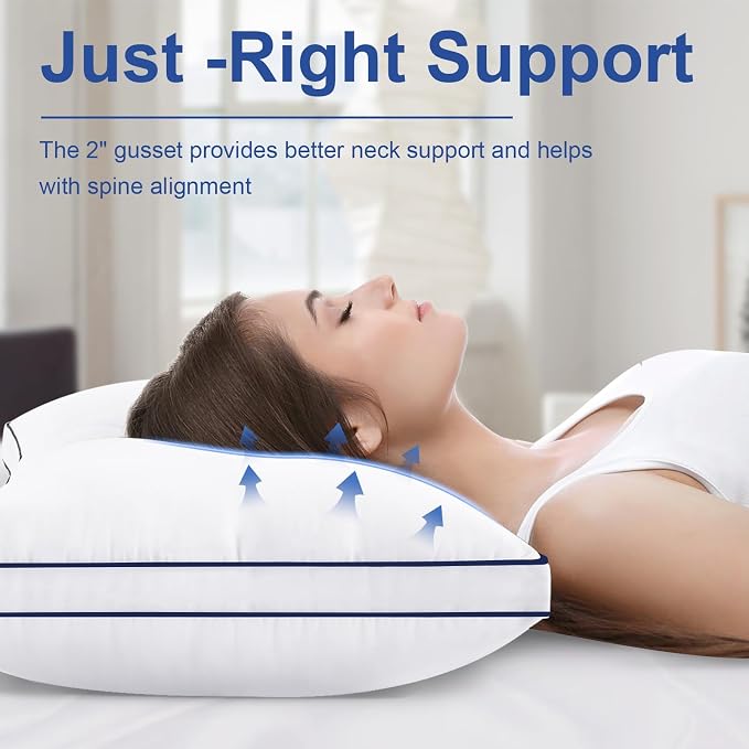 CHOKIT Premium Pillows King Size Set of 2 Fluffy and Supportive, Luxury | 7D Down Alternative Bed Pillow, Soft Hotel Gusseted Pillow for Side Back Stomach Sleeper, Relief Neck Head and Shoulder Pain