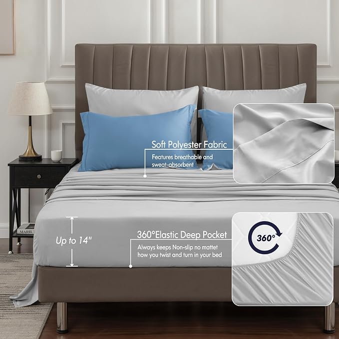 BEDELITE Twin Comforter Set 5 Pieces, Reversible Blue Bed in A Bag | Soft All Season Down-Alternative Comforter, Sheets, Pillowcases & Shams, OEKO-TEX Certified Bedding for Bedrrom, Guest Room