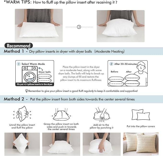MIULEE 14x20 Pillow Inserts Set of 2, Rectangle Decorative Throw Pillows | Premium Fluffy Lumbar Pillow, Forms Stuffer for Living Room Sofa Couch Bed