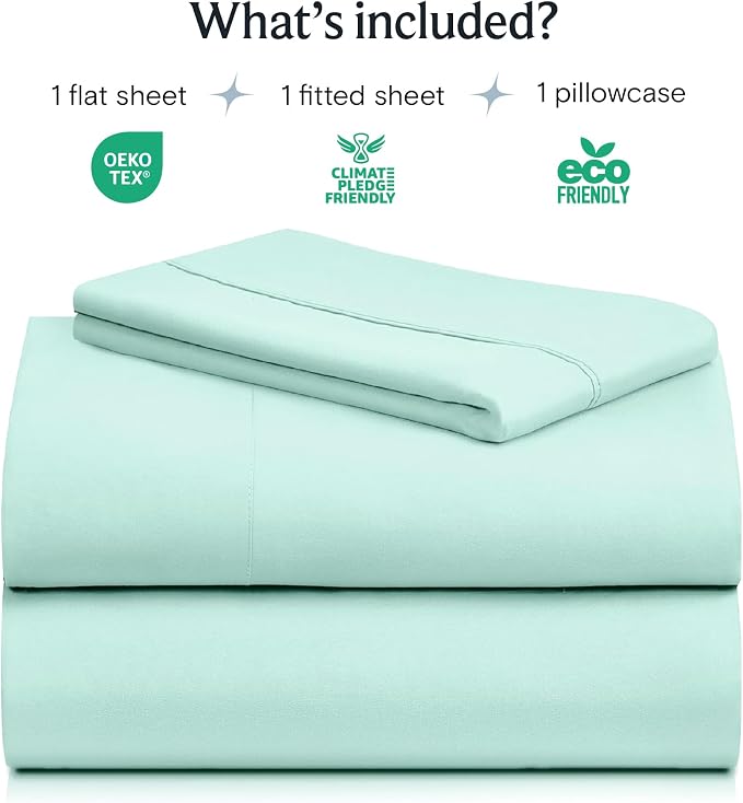 LuxClub Twin XL Sheets Set, Cooling & Soft Deep Pocket Bed Sheets, 3PC | LuxClub Silky Fitted Sheet & Pillowcase Sets, Breathable Hotel Luxury Bedding for Mattress Wrinkle Free, Aquamarine