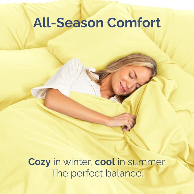 Full Flat Sheet - Single Top Flat Sheet Only - Soft & Cooling - Yellow | Hotel Luxury Top Flat Sheet Only, Ultra-Soft, Breathable & Cooling, Fade & Wrinkle Free, Easy-Care, Stain & Shrink Resistant