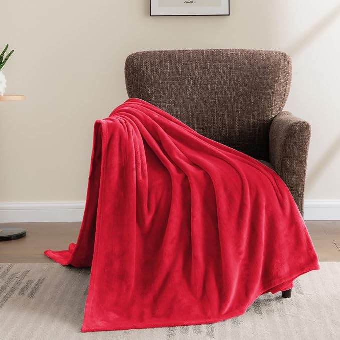 BEDELITE Fleece Blanket Soft Plush Throw for Couch Red 50"x60" | Ultra Soft Fleece, Plush Microfiber, Lightweight Warmth, All Season Comfort, Fade Resistant, Machine Washable, Couch Sofa Bed