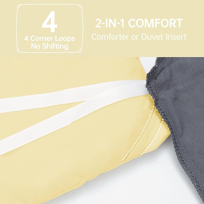 Full Comforter Sets, All Season Ultra Soft Down Alternative Bedding - 3 Piece Lightweight Bed Set Includes 1 Comforter (82"x86") and 2 Pillow Shams (20"x26"), Cream Yellow