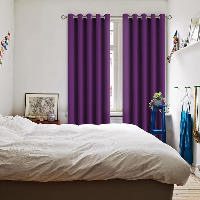 BGment Purple Blackout Curtains for Living Room 84 Inch Long - 2 Panels | Grommet Top, Black Out, Room Darkening, Sunblock, Thermal Insulated, Window Drapes for Bedroom, 70x84 Inch