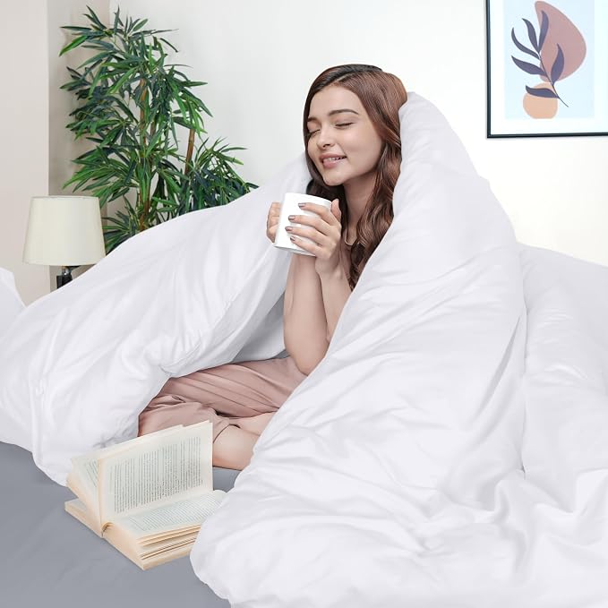 Duvet Cover Cal King, 3 PC Cotton Like PolyesteR, Zipper Closure, White | Extra Soft and Breathable, Wrinkle & Fade Resistant, Includes Duvet Cover and 2 Pillow Shams, Comforter Not Included, OekoTex