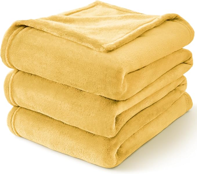 BEDELITE Fleece Blanket Soft Plush Throw for Couch Cream Yellow 50"x60" | Ultra Soft Fleece, Plush Microfiber, Lightweight Warmth, All Season Comfort, Fade Resistant, Machine Washable, Couch Sofa Bed