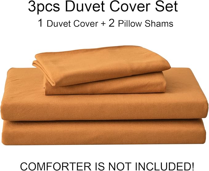 PURE ERA Jersey Knit Sheet Set Solid Burnt Orange California King | 100% Cotton, 3 Piece Set, T Shirt Soft, Breathable, Envelope Closure Pillowcases, Hidden Zipper, 8 Ties, No Insert, Modern