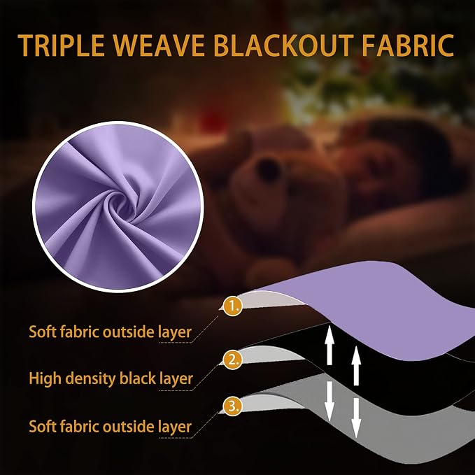 KOUFALL Lavender Purple Curtains for Bathroom Small Window 2 Panels Blackout Short Curtains for Bedroom Kids Girls Room 45 Inch Length Orchid Periwinkle