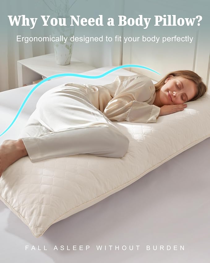 YZ HOME Long Body Pillow for Adults,Firm Body Pillow Shredded Memory Foam | Adjustable Height,Support for Side Sleeper & Pregnant Women(Beige,20x54 Inch)