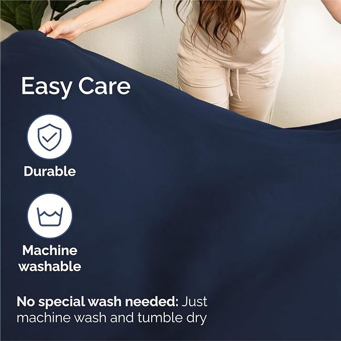 Split King 7 Piece Bed Sheet Set - Comfy, Breathable & Cooling - Navy Blue | Ultra-Soft Hotel Luxury Bedding Set w/ 8-16 Inch Deep Pockets, 1 Flat & 2 Fitted Sheet & 4 Pillowcases, Wrinkle & Fade Free