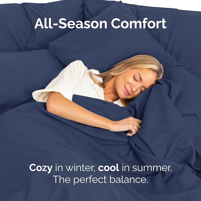 Full Flat Sheet - Single Top Flat Sheet Only - Soft & Cooling - Navy Blue | Hotel Luxury Top Flat Sheet Only, Ultra-Soft, Breathable & Cooling, Fade & Wrinkle Free, Easy-Care, Stain & Shrink Resistant