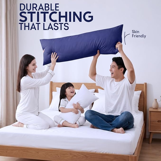 DOWNCOOL Large Body Pillow Insert- Breathable Full Body Pillow for Side Sleeper - Soft Long Bed Pillow for Adults - 20 x 54 inch （Blue）