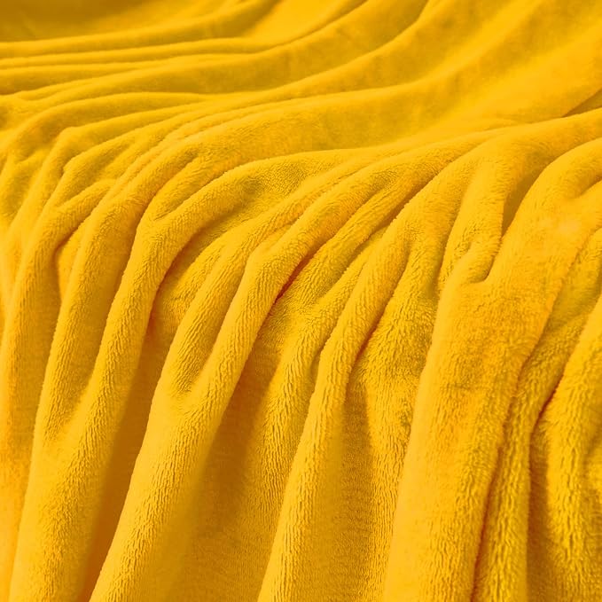 Mustard yellow Fleece Plush Throw Blanket 50"x60"for Couch Fuzzy Cozy | Super Soft Lightweight Microfiber Blanket for Sofa Bed bedroom Home Decor All Season,Birthday Gifts for Women Mom Adult