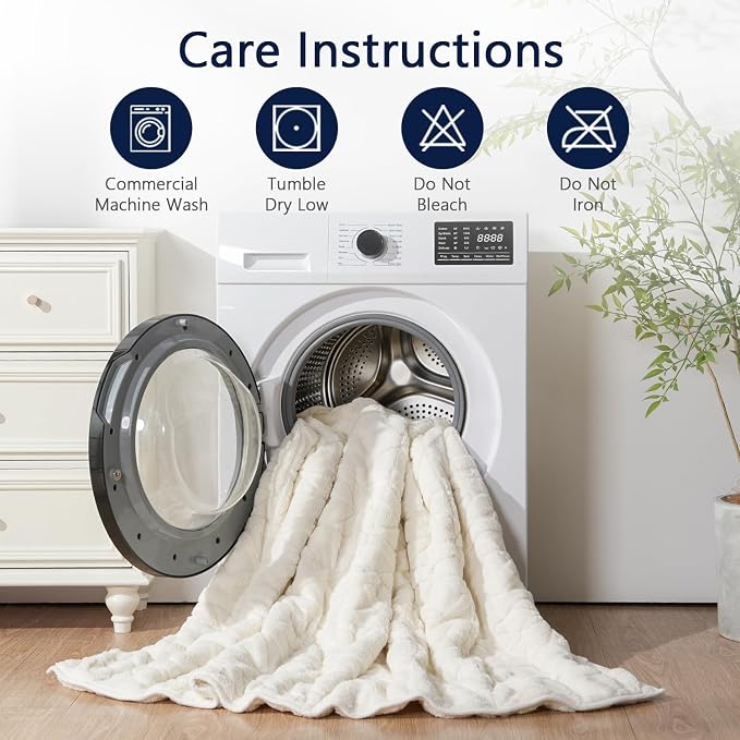 Mr. Sandman Weighted Blankets for Adults, Queen Size 60 x 80 Inches, 15lbs | Machine Washable; Soft Warm Sherpa Fleece; Fluffy Jacquard with Glass Beads; Heavy Throw for Sleep and Calm; Ivory White