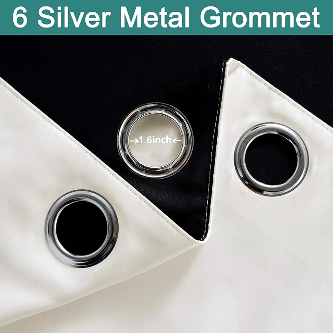 Yakamok 84 Inch Length 100% Blackout Curtains for Bedroom, 2 Thick Layers Thermal Insulated Grommet Total Blackout Drapes with Black Liner for Living Room (42Wx84L,Cream, 2 Panels) | Blackout Curtain Panels for Bedroom, 2 Thick Layers Grommet Top Therm...