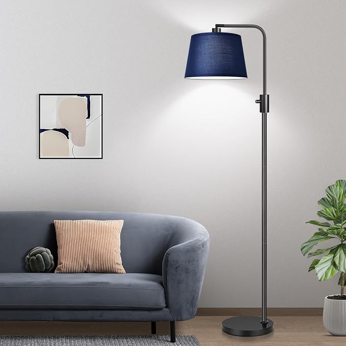 Nintiue 【Upgraded】 Dimmable Floor Lamp, 1000 Lumens LED Edison Bulb Included, Modern Arc Standing Tall Floor Lamp for Living Room Bedroom Office Dining Room - Blue