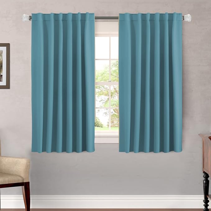 H.VERSAILTEX Blackout Curtains Thermal Insulated Window Treatment Panels Room Darkening Blackout Drapes for Living Room Back Tab/Rod Pocket Bedroom Draperies (2 Panels, Storm Blue, 52 x 54 Inch)