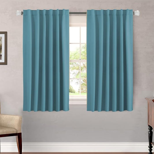 H.VERSAILTEX Blackout Curtains Thermal Insulated Window Treatment Panels Room Darkening Blackout Drapes for Living Room Back Tab/Rod Pocket Bedroom Draperies (2 Panels, Storm Blue, 52 x 54 Inch)