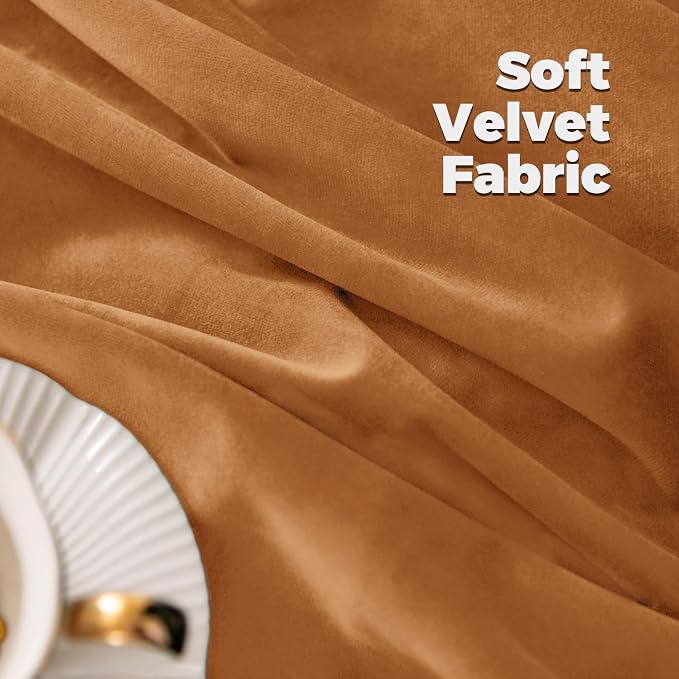 BGment Orange Blackout Velvet Curtains 2 Panels for Bedroom, 52 x 72 Inch | Thermal Insulated, Noise Reducing, Energy Saving, Luxury, Super Soft, Living Room Thick Window Curtains, Back Tab Rod Pocket