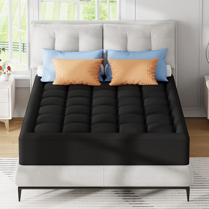 ELEMUSE 3 Inch Full Dual Layer Memory Foam Mattress Topper with Pillowtop | 2 Inch Cooling Gel Foam,1 Inch Soft Pillowtop Pad, Pressure Relief Bed Topper, Comfortable Support