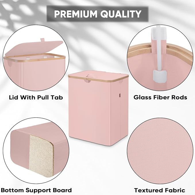 BALEINE 140L Laundry Hamper with Lid, Large Laundry Basket Bin | Large Capacity, Easy-Access Lid, Shape-Retaining Structure, Pull Handles, Ideal for Bedroom, Dorm, Laundry Room