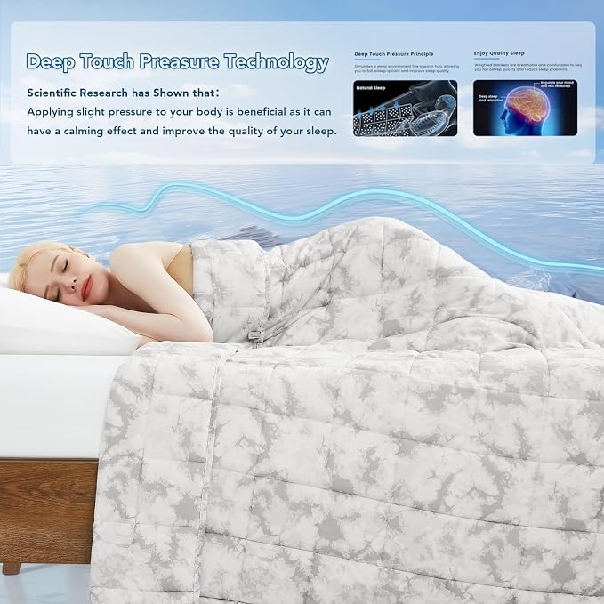 Weighted Blanket for Adults (15 lbs, 48" x 72") Twin Size Soft Cooling Heavy Blanket Sleeping, Apply to 130-160 lbs Body, Thick Breathable Blanket with Glass Bead, Easy Care