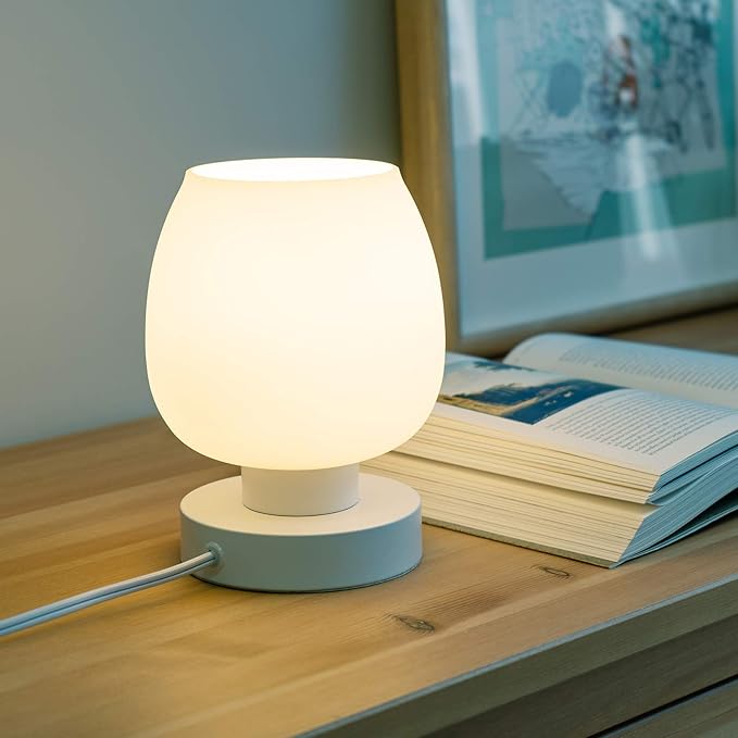 Touch Bedside Table Lamp Set of 2 - Modern Nightstand with USB-C&A Charging, 3-Way Dimmable LED Desk Lamp, White Opal Glass Shade