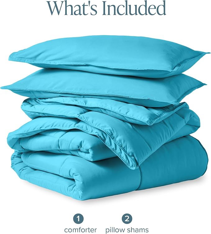 Bare Home Queen Comforter Set - 1800 Ultra Soft (Queen, Aqua) | All-Season, Breathable, Hypoallergenic, Premium 1800, Warm, Cozy