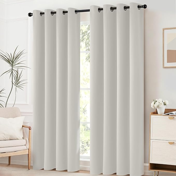 Yakamok Room Darkening Curtains 52x96 inch Length Light Beige-Living Room | 2 panels,grommet blackout window treatment,thermal insulated,light blocking drapes,privacy protection,bedroom dining room