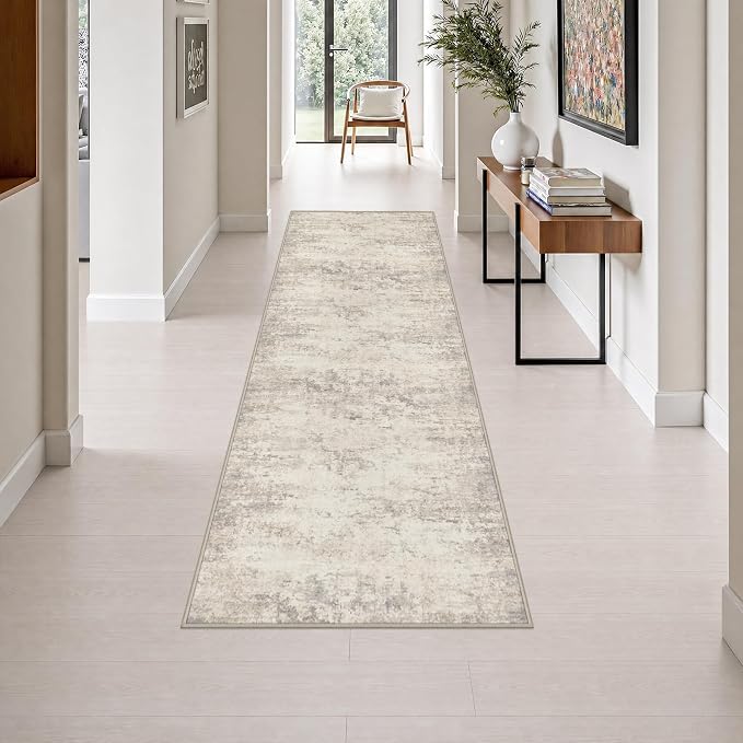 2.6x8 Washable Runner Rug：Modern Abstract Soft Carpet Brown Beige | For Hallway, Bedroom, Kitchen, Laundry, Bathroom,Door Mat,Modern Abstract,Machine washable,Non-Slip,Stain Resistant,Indoor