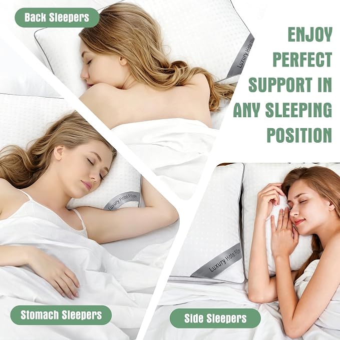 King Size Bed Pillows for Sleeping Set of 4,4 Pack Great Support Luxury Hotel Pillows for Side,Stomach and Back Sleepers(4 Pack)