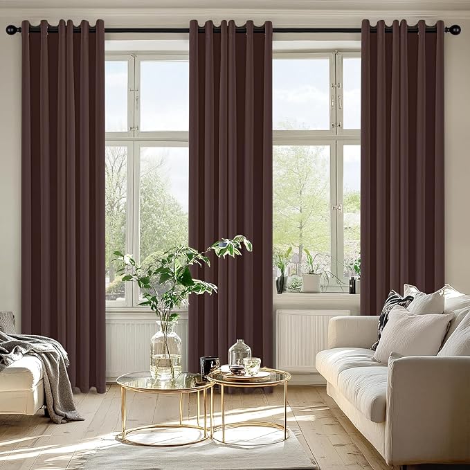 MIULEE Blackout Curtains for Bedroom 2 Panels 40 x 84 Inch Long Dark Brown | Thermal Insulated, Living Room Darkening Grommet Drapes, Noise Reducing, Light Blocking Window Treatments