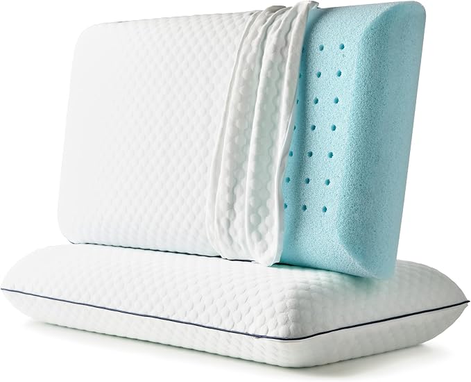 WEEKENDER Gel Memory Foam Pillow - Standard Size - 2-Pack - Medium Firm Feel - Neck & Shoulder Support - For Back & Side Sleepers - Home, Hotel, & Hospital Essentials