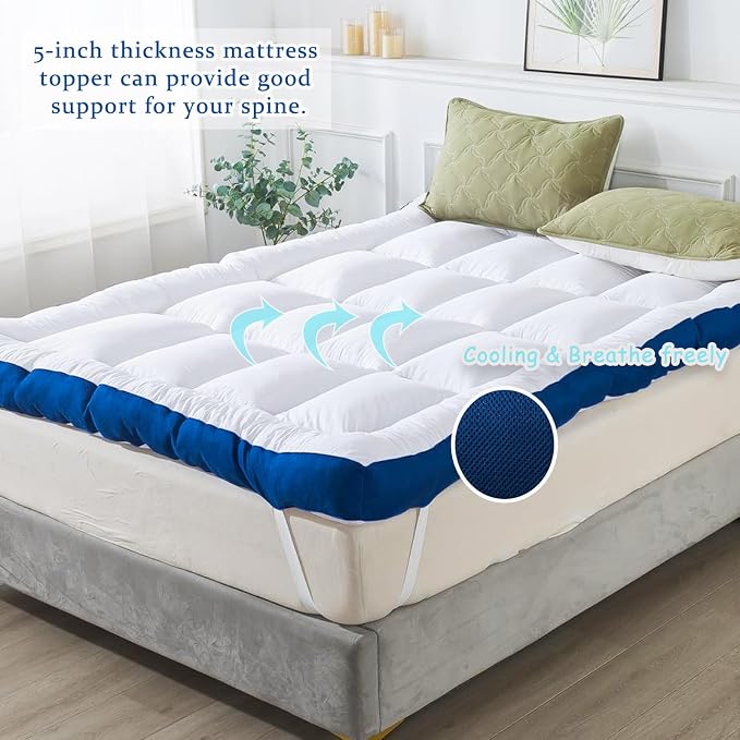 WhatsBedding 4 Inch Memory Foam Full Size Mattress Topper for Back Pain