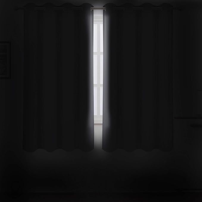 Frost Grey Blackout Curtains/52 x 45 Inch Length Kids Curtains/Set of 2 Panels Grommet Bedroom Curtains for Living Room