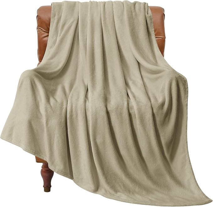 BEDELITE Fleece Blanket Soft Plush Twin Size Blanket Linen Brown 60"x80" | Ultra Soft Fleece, Plush Microfiber, Lightweight Warmth, All Season Comfort, Fade Resistant, Machine Washable, Couch Sofa Bed