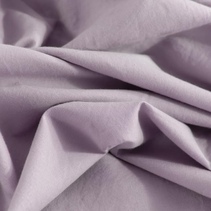 NEXHOME PRO Duvet Cover Set 100% Washed Cotton Oversized Queen 98"x98", Organic Natural Linen Look Textured 3 Pieces Bedding Set Lavender Lilac with Zipper Closure, Breathable, Soft (No Comforter)