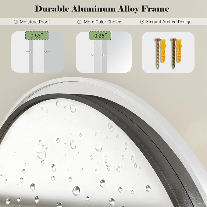 Mirror Full Length, 26"x71" Large Arched Floor Full Length Mirror with Stand, Room Decor Big Full Body Floor Mirror with HD Tempered Glass Aluminum Frame for Bedroom Living Room, White